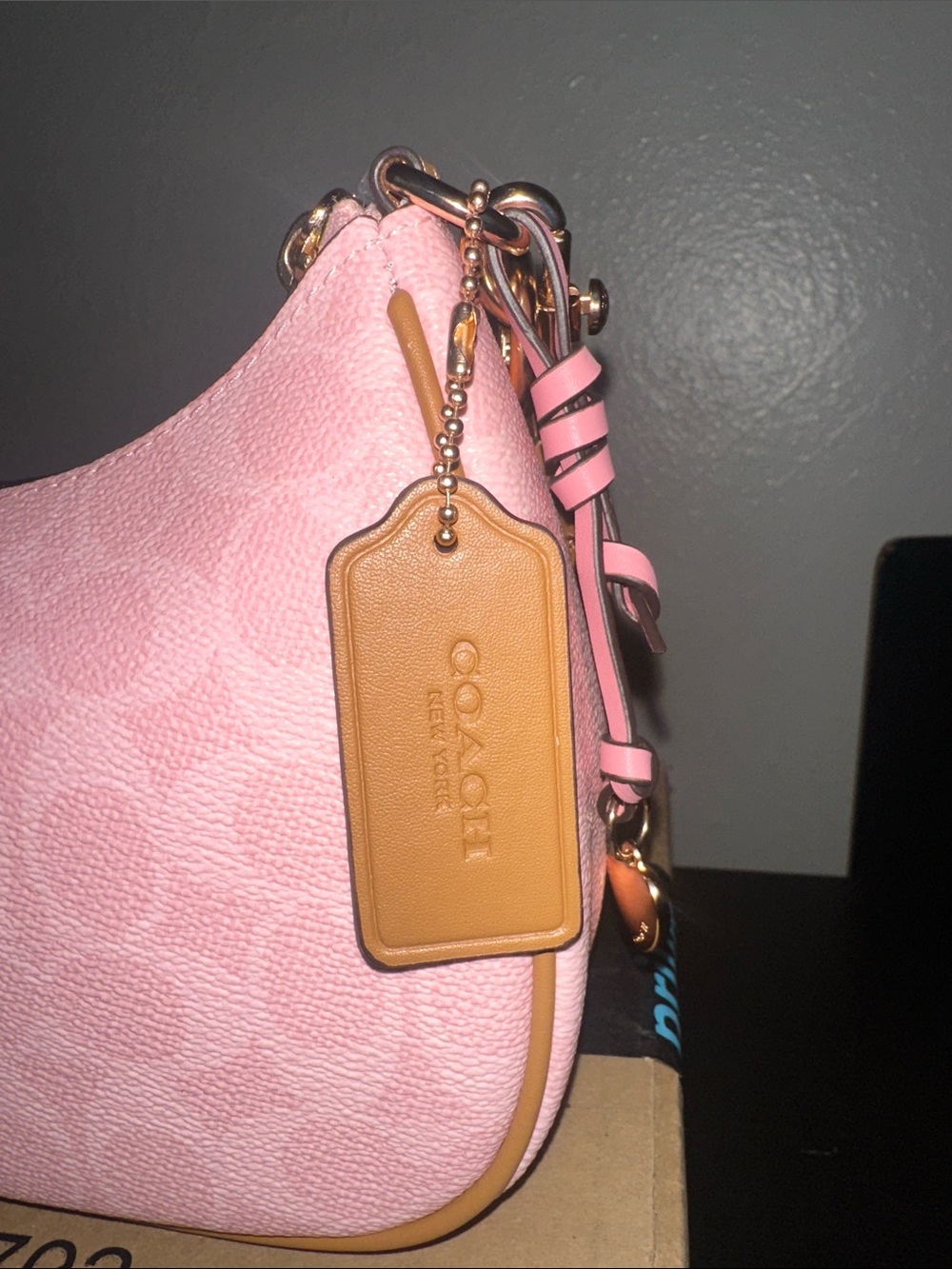 Coach Pink Crescent Shoulder Bag with Gold Chain - Picture 2 of 3